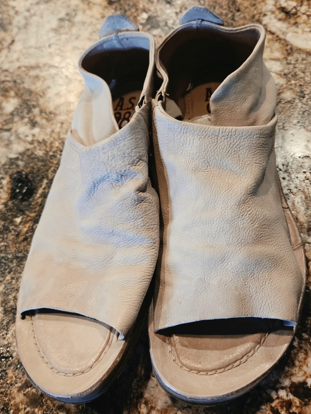 A.S.98 BONE Leather Slide Sandals - REILEY